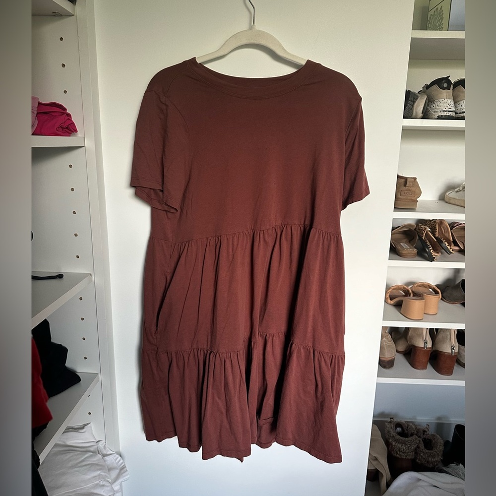 Rich brown babydoll summer dress. Size L.